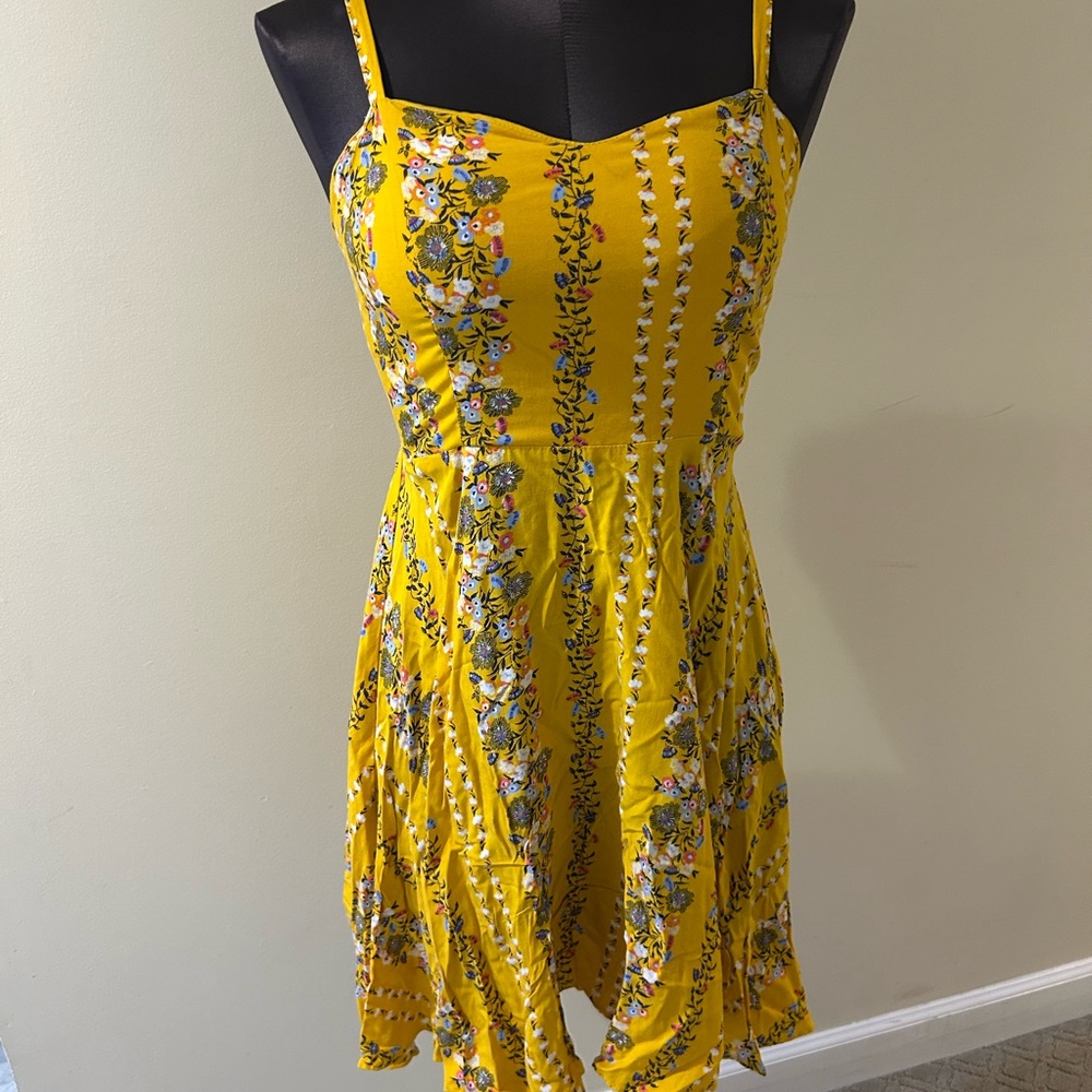 Old Navy yellow floral mini dress size S